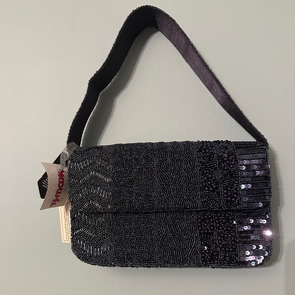 Navy blue beaded bag